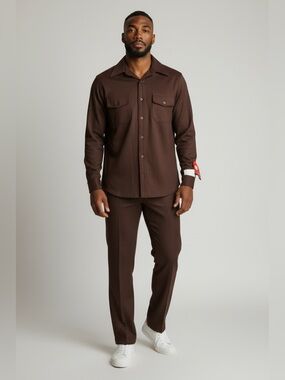 NWT Vintage Jcpenney Brown Jacket Set Slacks - Deep Brown 40/ 34 Retro Rare